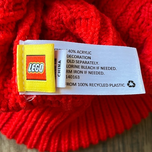 Lego Knit Red Adult Cuffed Beanie Hat - Picture 8 of 8